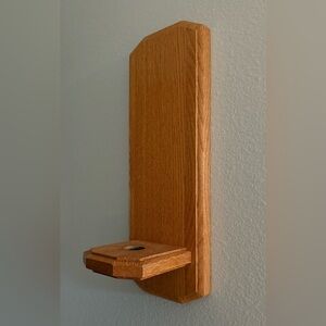 Vintage Oak Wood Wall Sconce Candle Holder